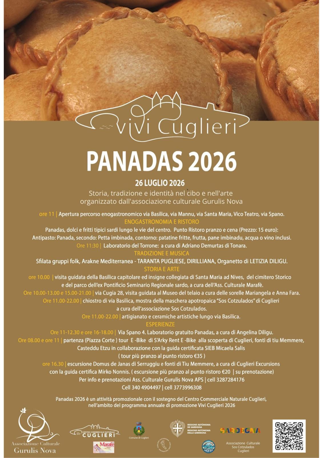 Locandina e programma di Panadas 2026 a Cuglieri con fotografia panadas e testo del programma