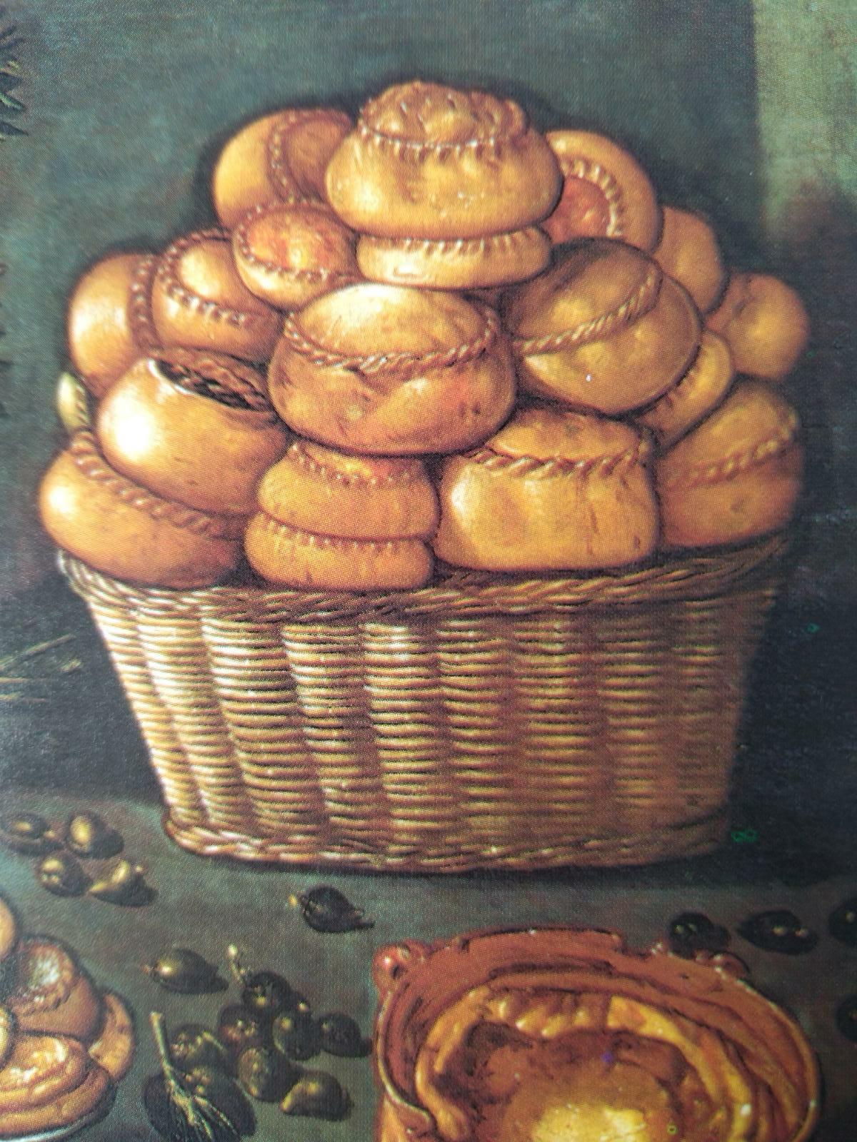 cesto di canne con panadas in un quadro spagnolo del XV secolo