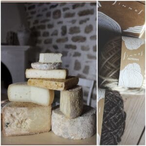 formaggi e gomitoli di lana bio. Prodotti da Sinnos, Gergei, Sardegna