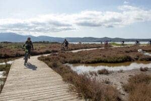 Escursione Stagno di MArceddi, ZOne UMide, passerelle in legno percorribili in bicicletta. Foto Gabriele Espis
